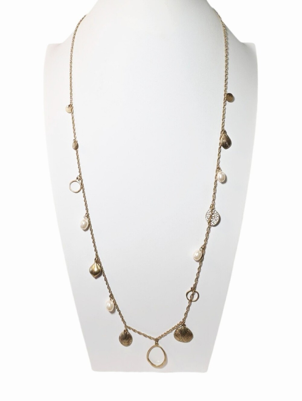 The Sak Gold-Tone Pearl Crystal Charm Long Necklace